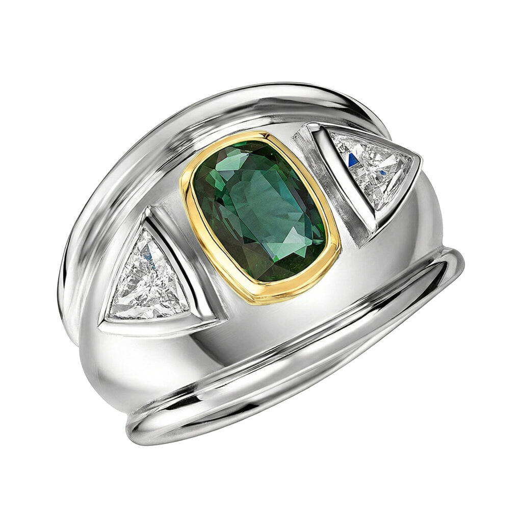 Alexandrite and Diamond Platinum Ring