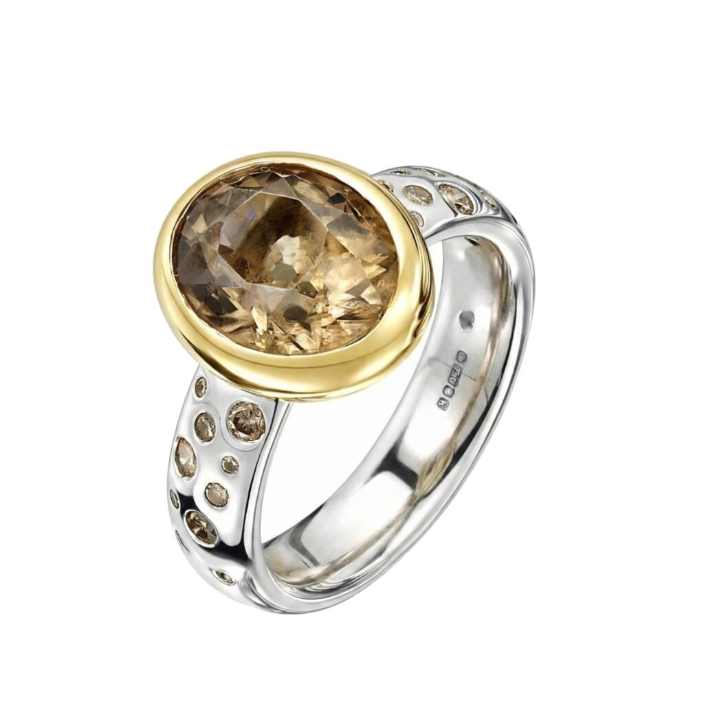 Imperial Golden Topaz and Diamond Ring